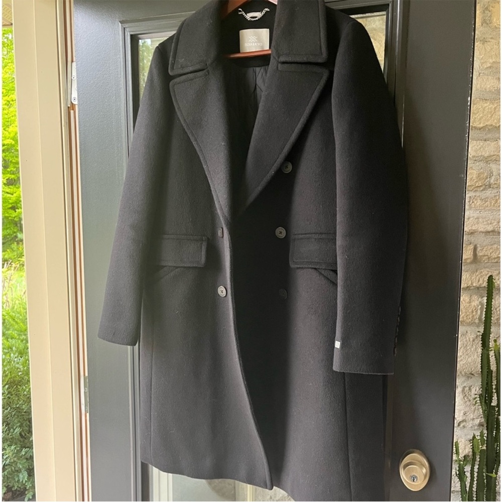 SOIA & KYO Evette Double Breasted Wool Blend Coat Black Size M NWOT - Picture 8 of 15